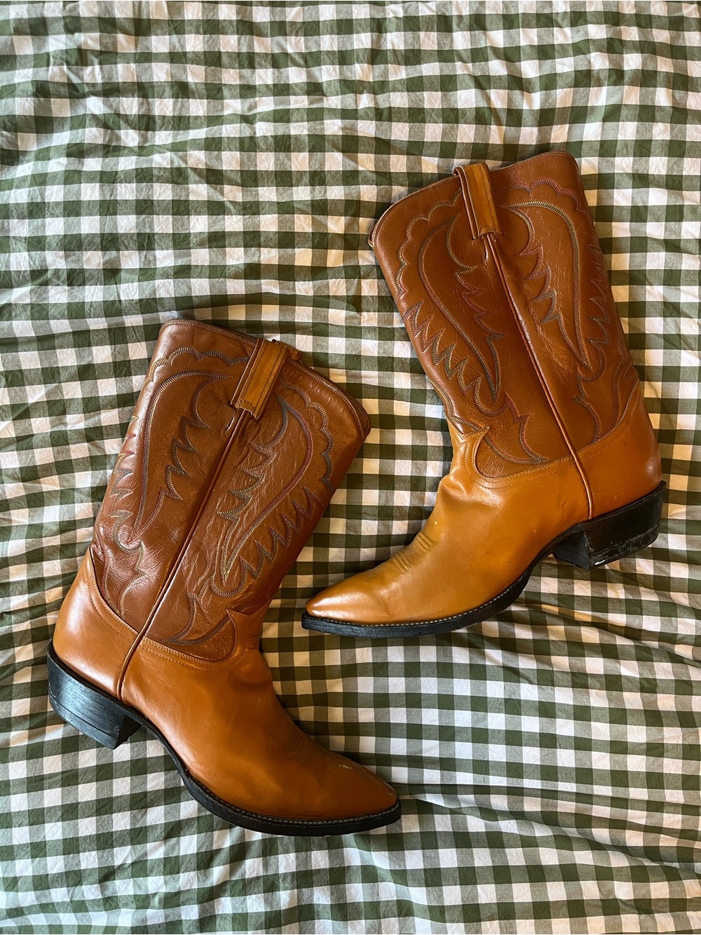 Tony Lama Two-Tone Brown Western Cowboy Boots